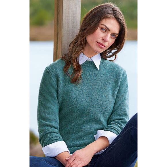 NWOT The House Of Bruar Munrospun Sweater Women US XL Lambswool V Blue Long-Slev - Picture 1 of 9